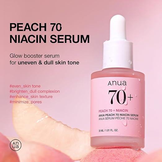 ANUA Peach 70% Niacinamide Serum brightening hydrating face serum hyperpigmentation treatment reducing melanine daily clean beauty, 29.87 Milliliters