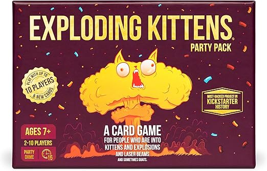 Exploding Kittens LLC Exploding Kittens Party - A Russian Roulette Card Game, Easy Family-Friendly Party Games - Card Games For Adults, Teens & Kids - 2-10 Players