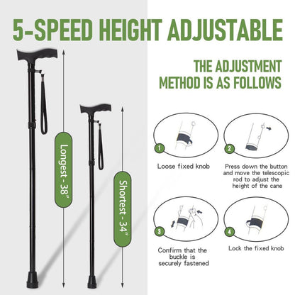 Folding and Adjustable Walking Stick